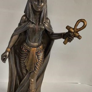 Amazing Unique Egyptian  Statue Goddess Hathor Hand Painted 11'' H