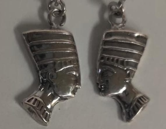 Unique Solid  Silver Egyptian Queen Nefertiti two… - image 1