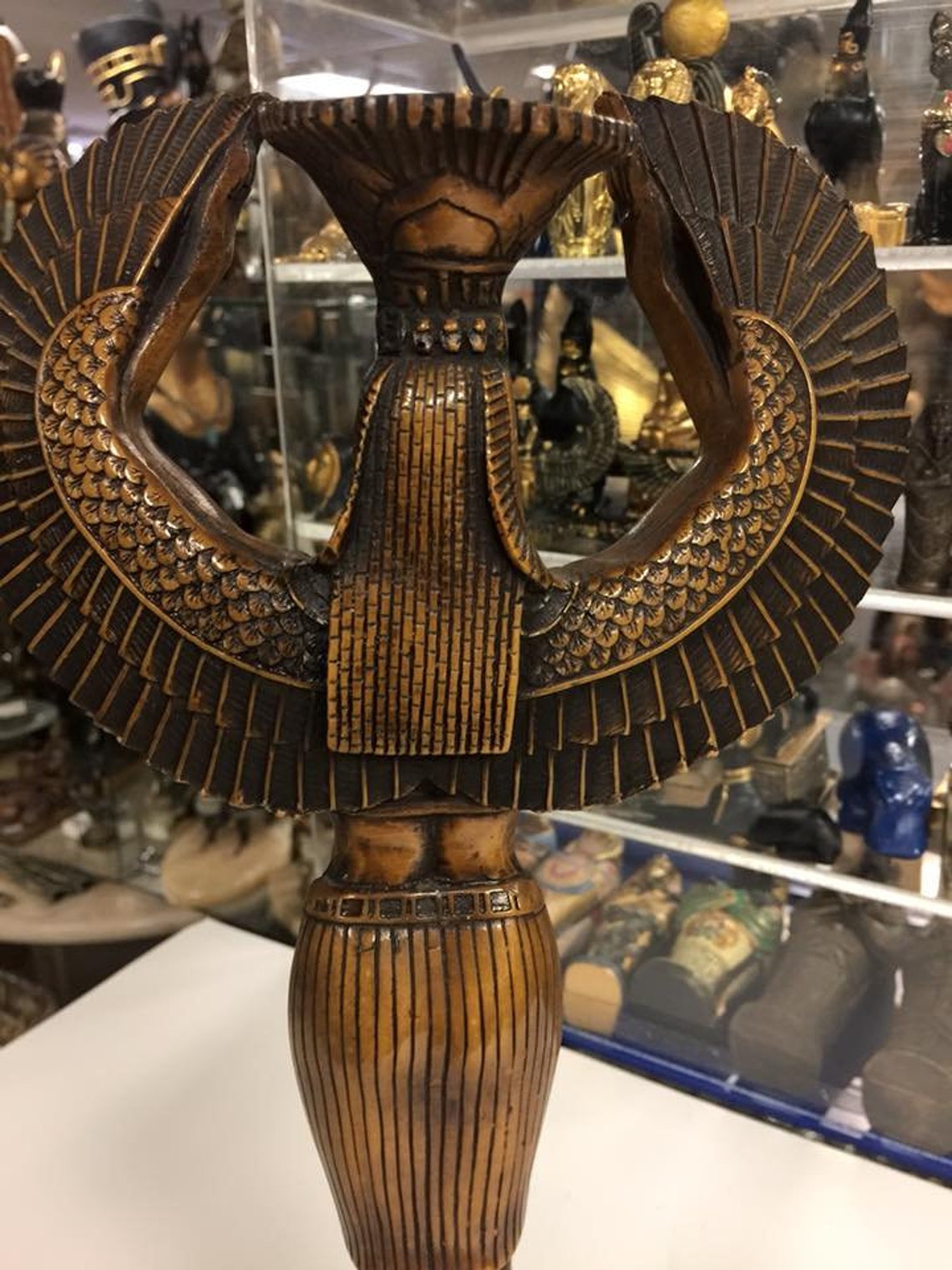 Unique Large Egyptian Goddess Isis Statue Hand Carved Made Etsy