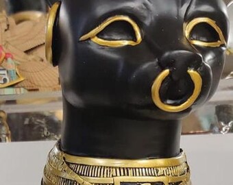 ユニークなアート手彫りの女神バステトエジプト猫像 高さ21インチ ホームデコレーション 最後の1つ