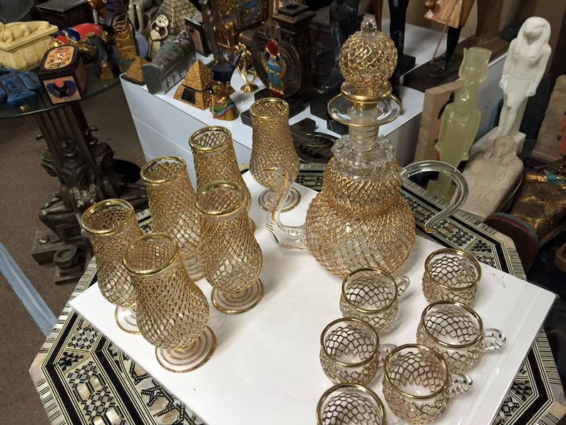 Unique Large Old Egyptian Tea Coffee Set Glass Made in Etsy