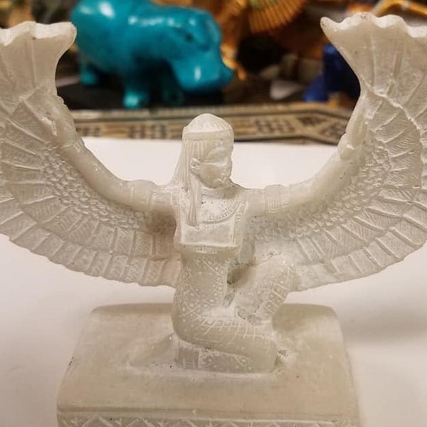 Egyptian Statue Goddess Isis Natural Marmar Stone 5'' Made in Egypt