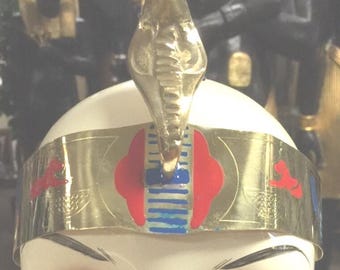 Egyptian Brass Cobra head piece with elastic closure in back. One Size
