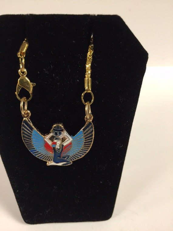 Egyptian Gold Plated Brass Goddess Isis Made in E… - image 2