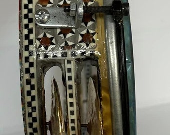 The Perfect Strong Sound Egyptian Mother of Peal Riqq Deff Professional Tambourine With Brass Cymbals 9''  and Black Case Made In Egypt