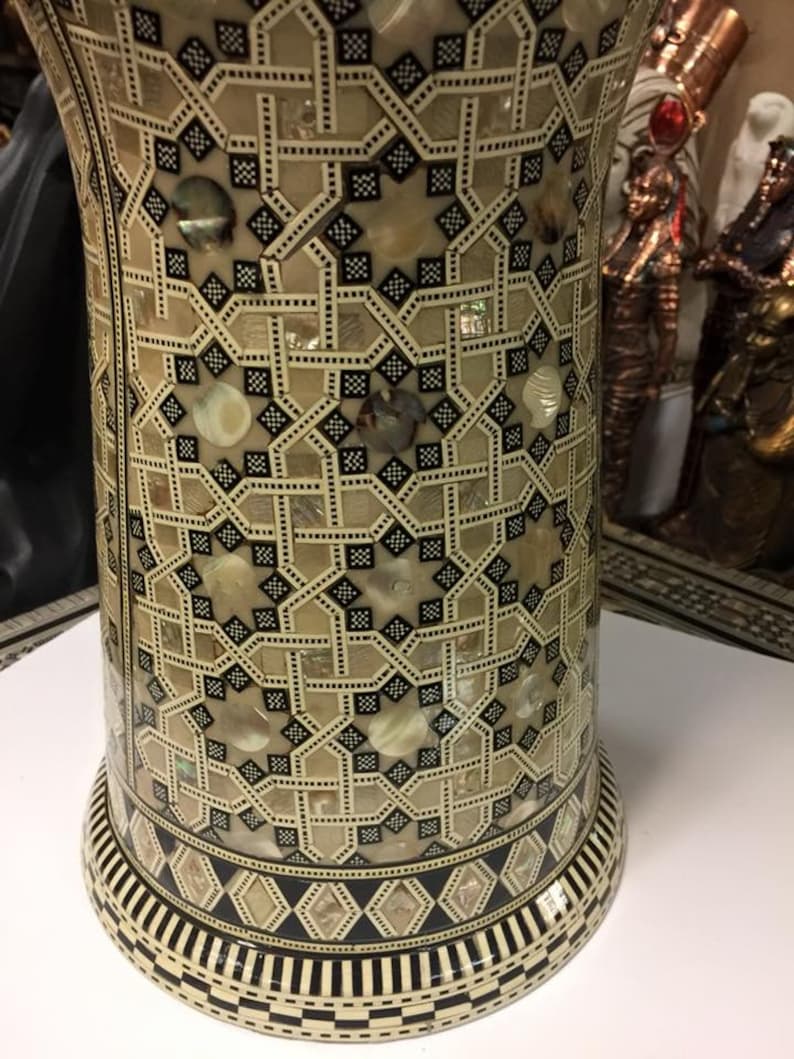 Large Egyptian Alexandria Tabla /drum Inlaid Mother of Pearl Etsy