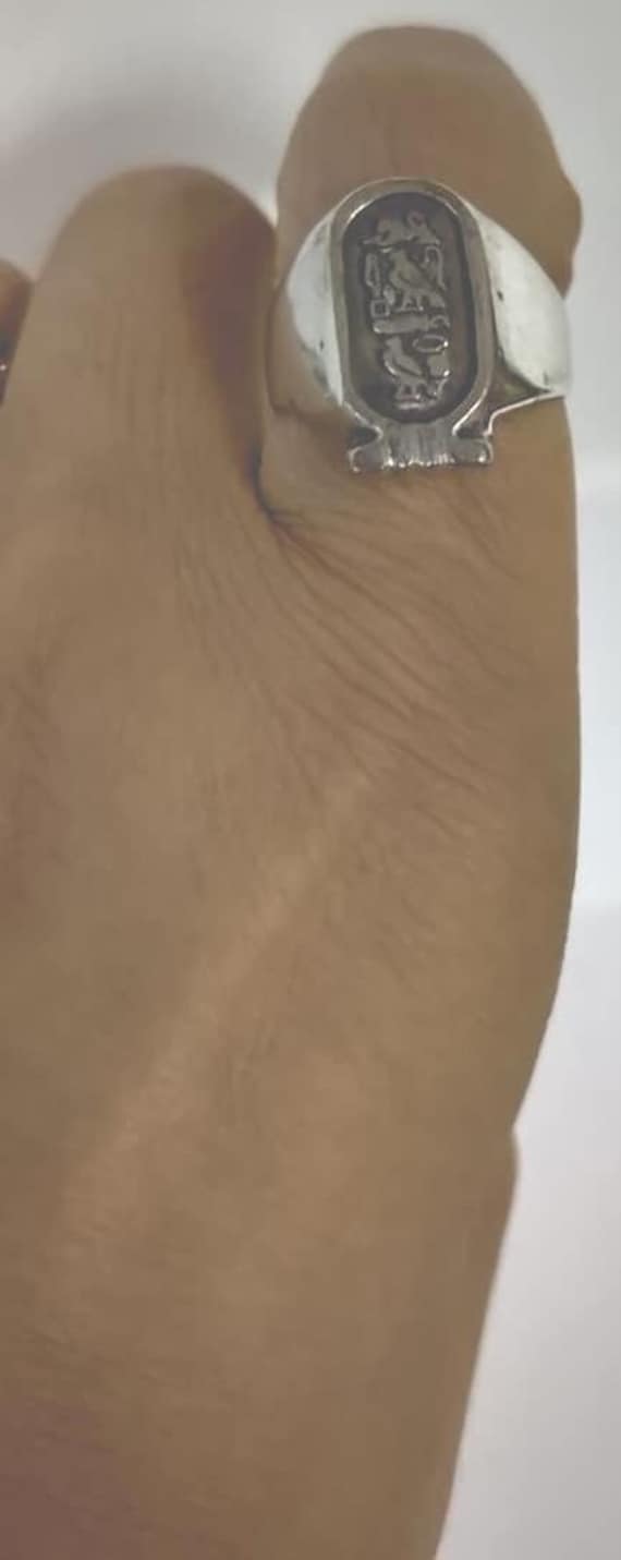 Unique  Egyptian Heavy chartouch  Ring Solid Silv… - image 4