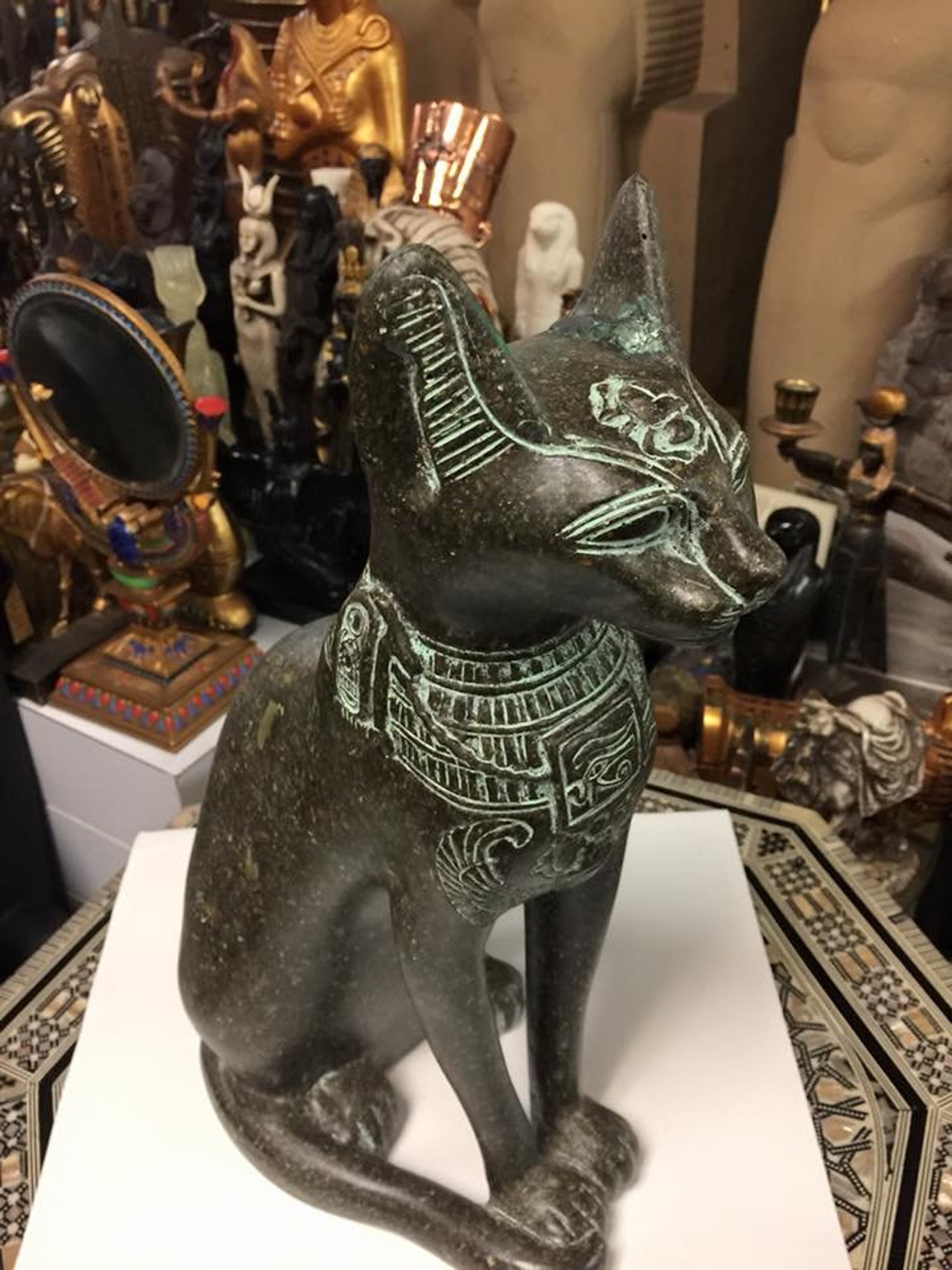 Unique Large Heavy Egyptian Cat Goddess Bast Statue Made in Etsy