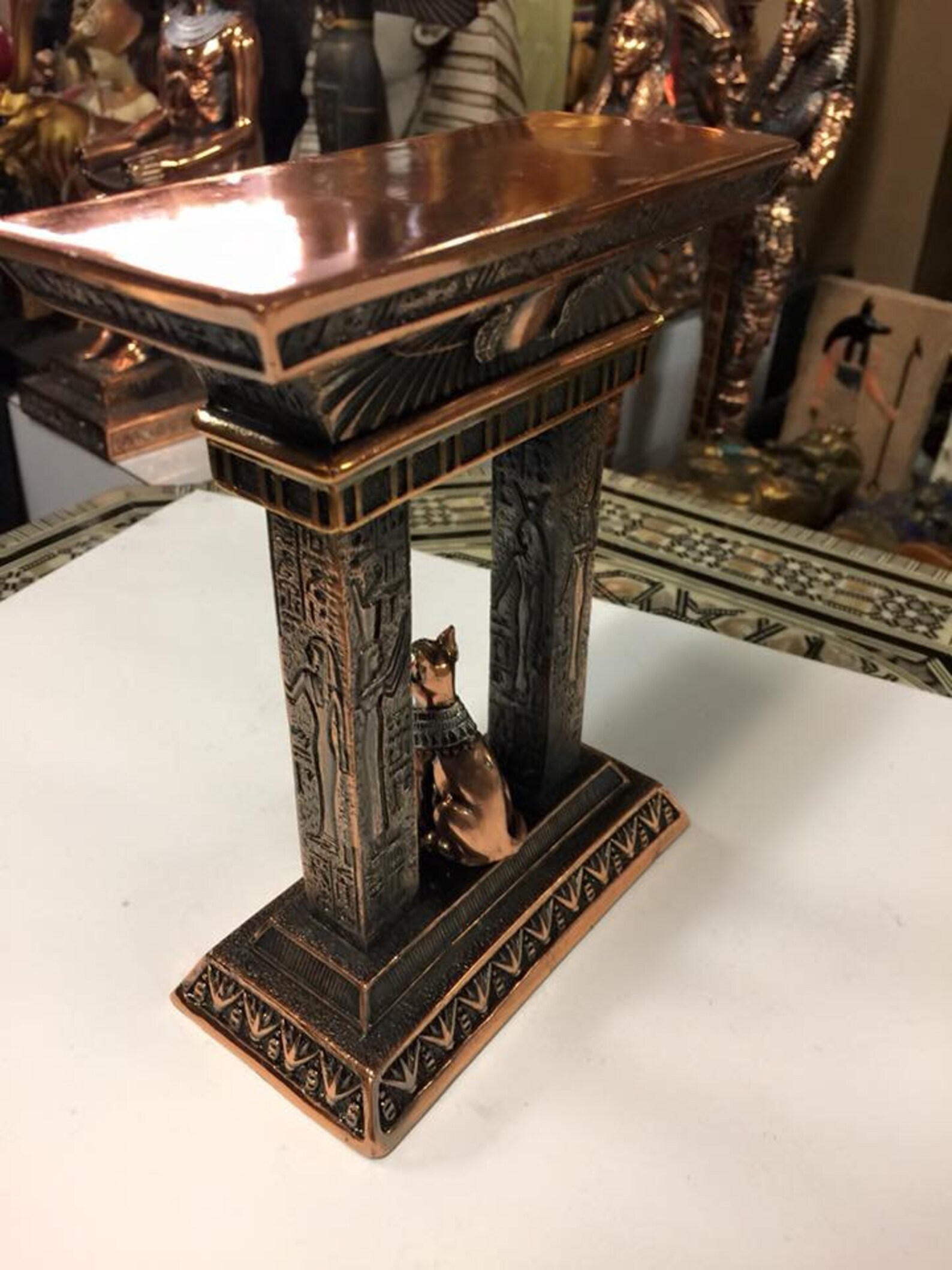 Unique Egyptian Cat Temple W/COPPER WASH Made In Egypt Etsy