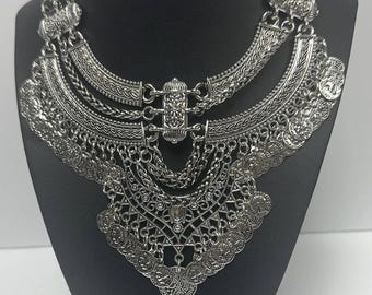 Bedouin Egyptian Silver  (Tribal style) Brass Necklace Made in Egypt