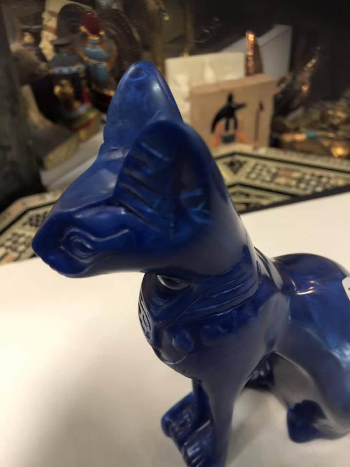 Unique Egyptian Blue Cat Statue Made in Egypt Etsy