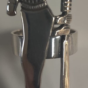 Unique Heavy Sterling Silver Egyptian Ptah  God of Craftsmanship Ring Size 10  Stamgped  In Made Egypt