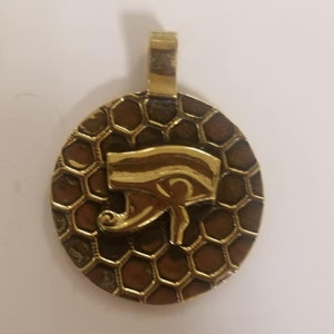 Unique Hand Made Brass Egyptian Eye Of Horus Charm  2&#39;&#39; L X 1 3/4&#39;&#39; W Made In Egypt