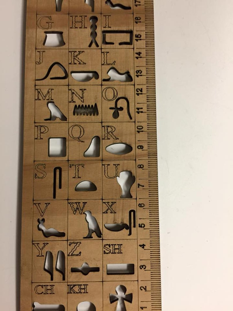 unique ancient egypt hieroglyphics alphabet wooden ruler