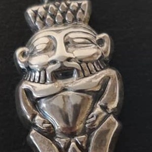 Unique Small Sterling Silver Egyptian God Bes 1&#39;&#39; L Pendant  Made In Egypt