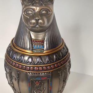 Unique Heavy Large Egyptian Goddess Bastet Canopic Jar Memorials Cremation Urns for Human Ashes