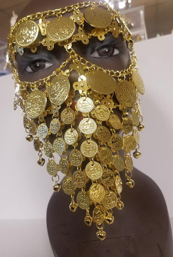 Unique Egyptian Brass Gold  Coin Face Veil Piece M