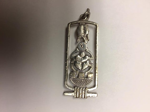 Vintage  Solid  Heavy Silver Egyptian King Tut  H… - image 2