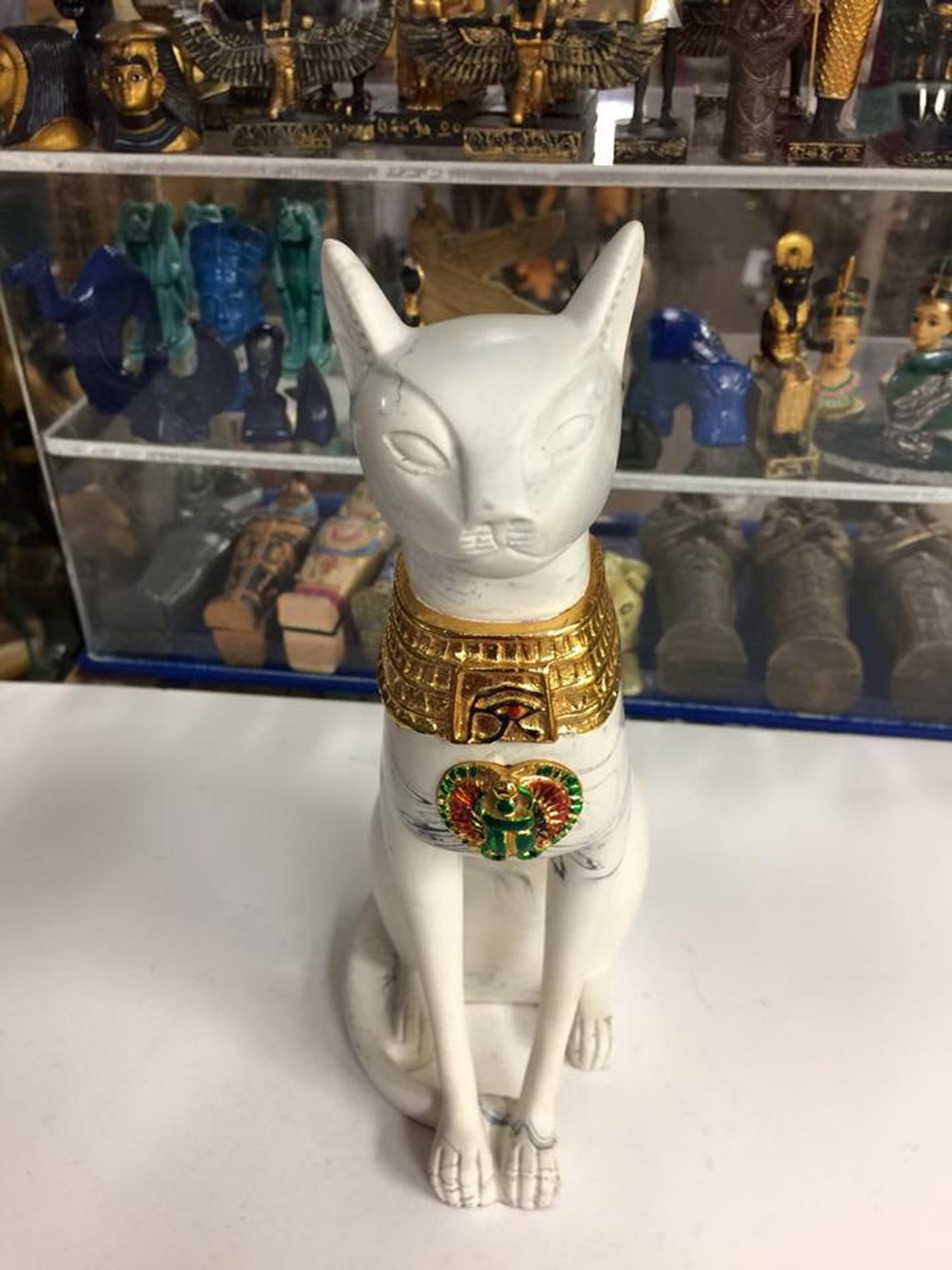 Unique Large Egyptian Cat Statue Hand Carved Natural Stone Etsy