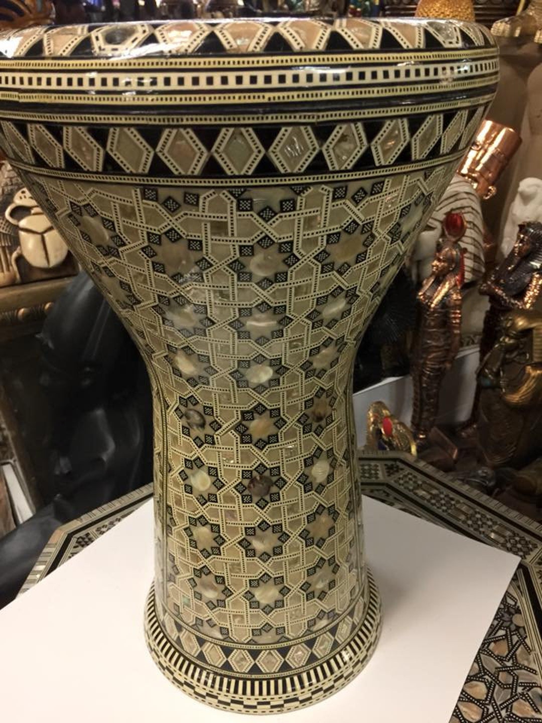 Large Egyptian Alexandria Tabla /drum Inlaid Mother of Pearl Etsy