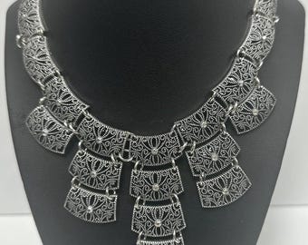 Bedouin Egyptian Silver (Tribal style) Brass Necklace 20''Length Made In Egypt