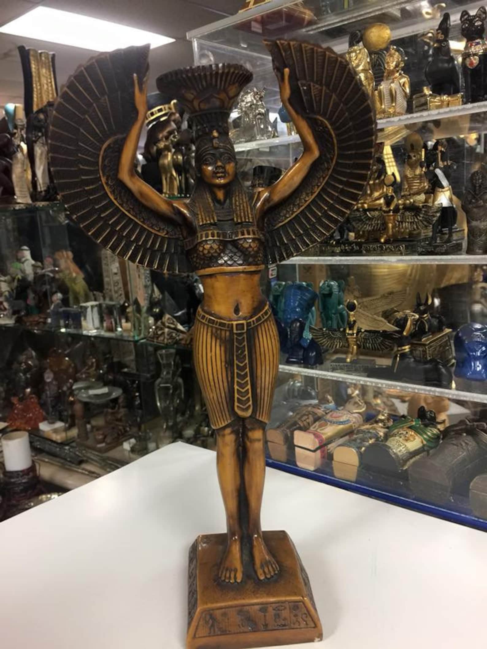 Unique Large Egyptian Goddess Isis Statue Hand Carved Made in Egypt Etsy