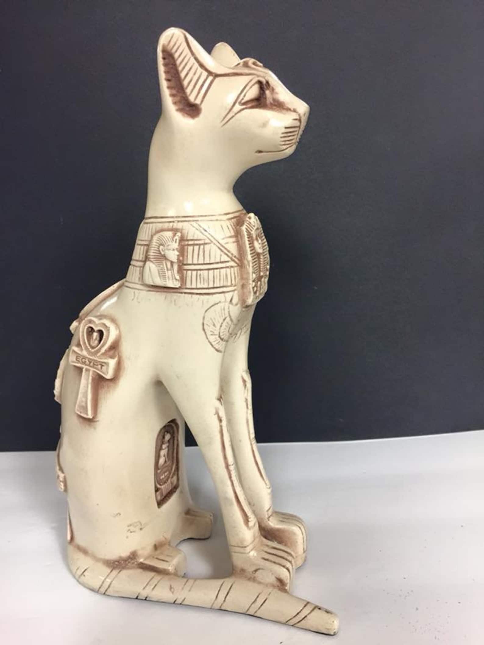 Vintage Large Egyptian Cat Statue 10''H Made in Egypt Etsy