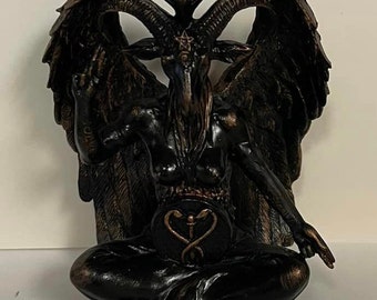 Unique Art  Hand Carved Small  Baphomet Statue 4'' H   Home Decoration