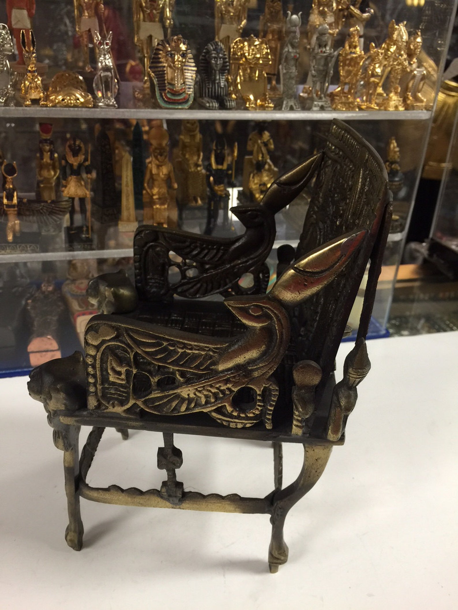 Vintage Egyptian King Tut Chair Heavy Brass Made in Egypt Etsy