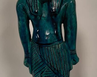 Vintage Egyptian Statue Sekhmet Hand Carved Natural Lime Stone Made in Egypt