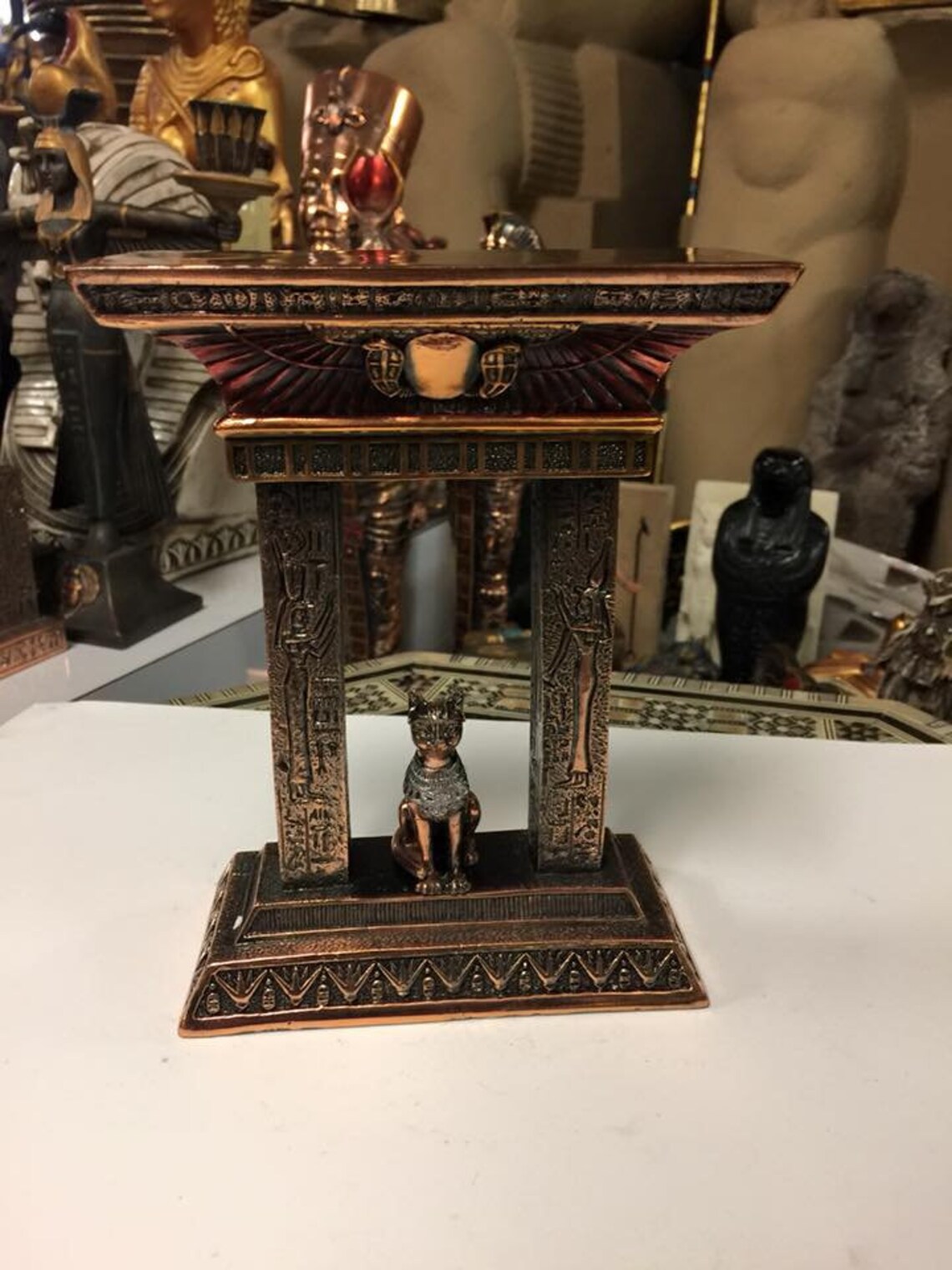 Unique Egyptian Cat Temple W/COPPER WASH Made In Egypt Etsy