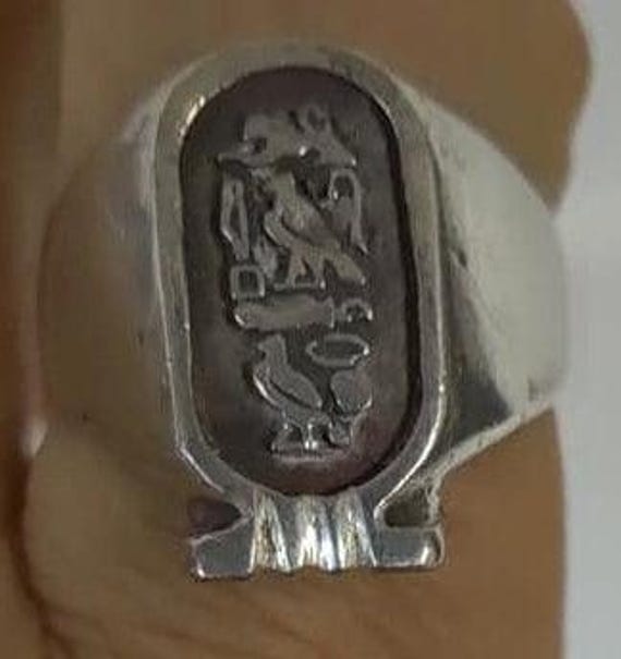 Unique  Egyptian Heavy chartouch  Ring Solid Silv… - image 2
