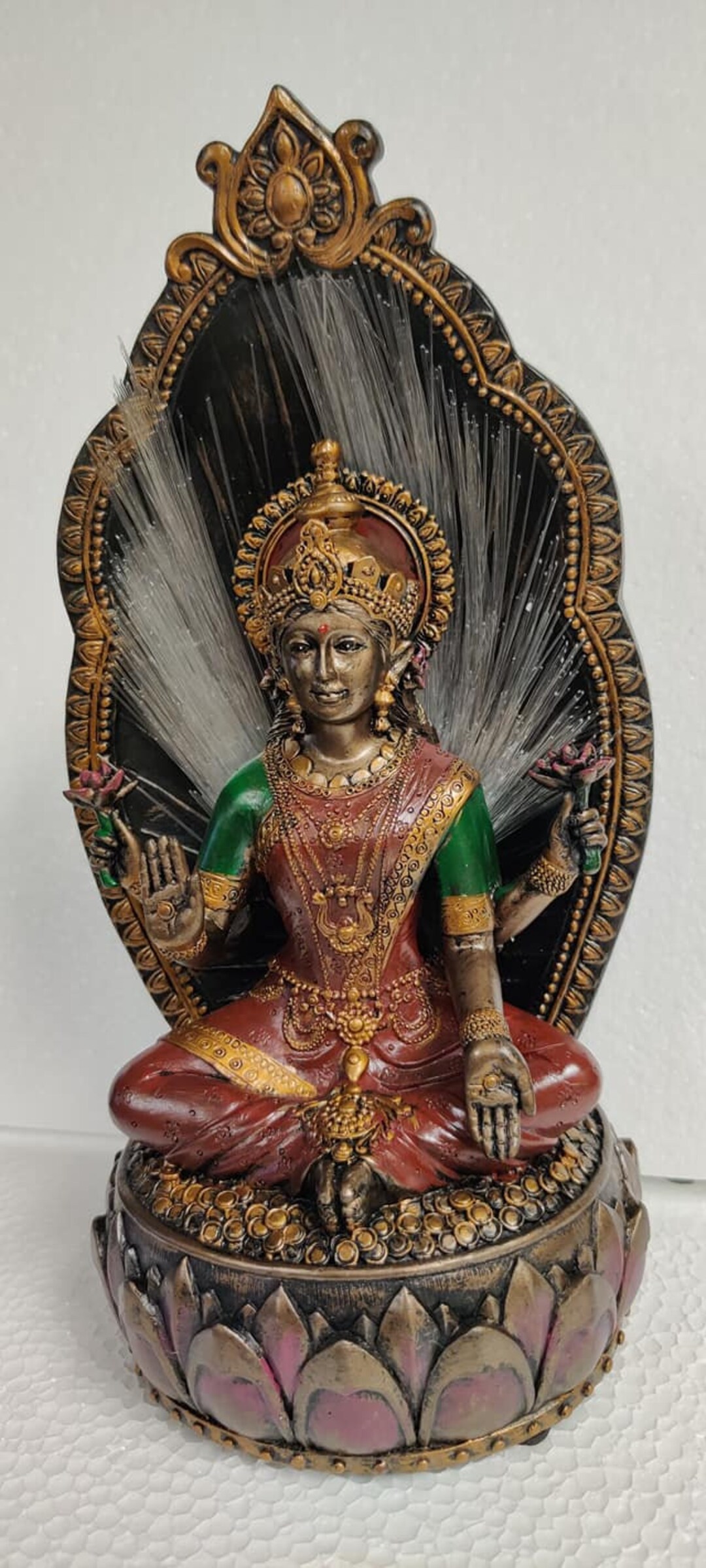 Unique Statue Goddess for Wealth Lakshmi Fiber Optic Statue Collectible
