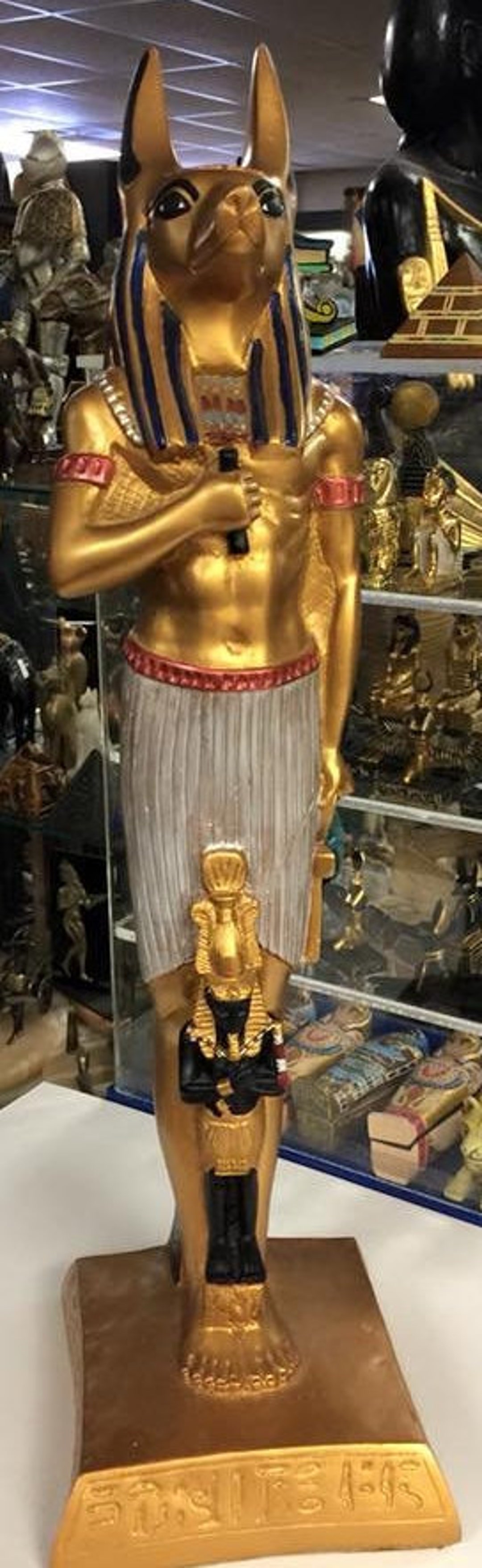 ユニークな大型エジプト神アヌビス20インチ高さ像エジプト製（海外から