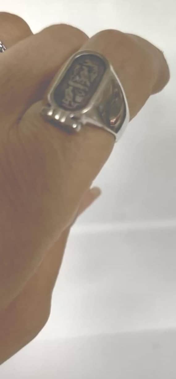 Unique  Egyptian Heavy chartouch  Ring Solid Silv… - image 8