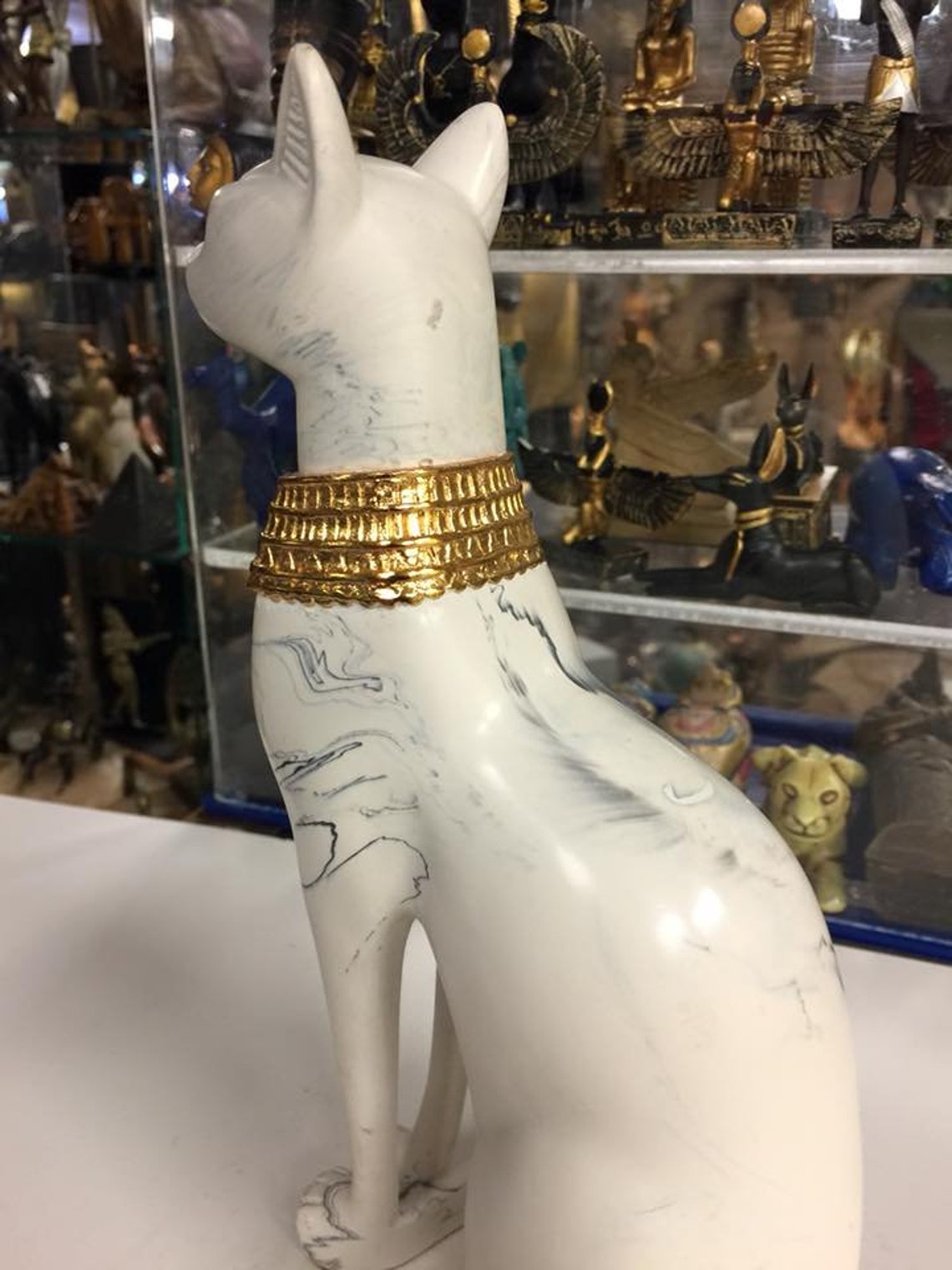 Unique Large Egyptian Cat Statue Hand Carved Natural Stone Etsy