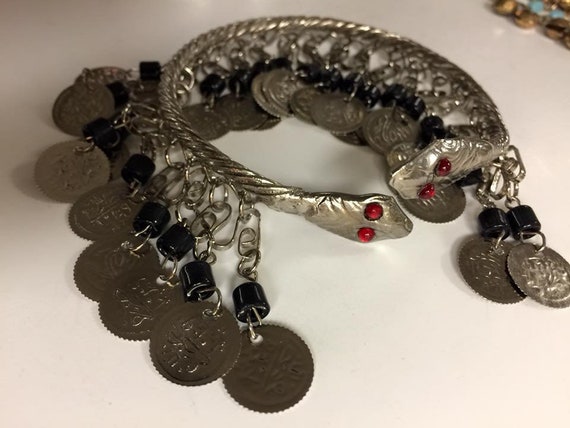 One Egyptian Silver Plated Cobra Coin Arm Band ,bracelet Anklet
