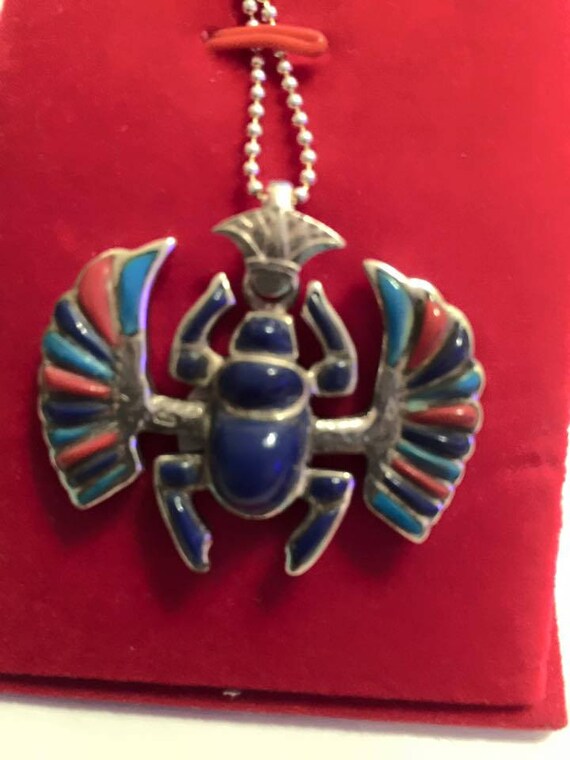Vintage Egyptian Sterling Silver Scarab Charm wit… - image 4