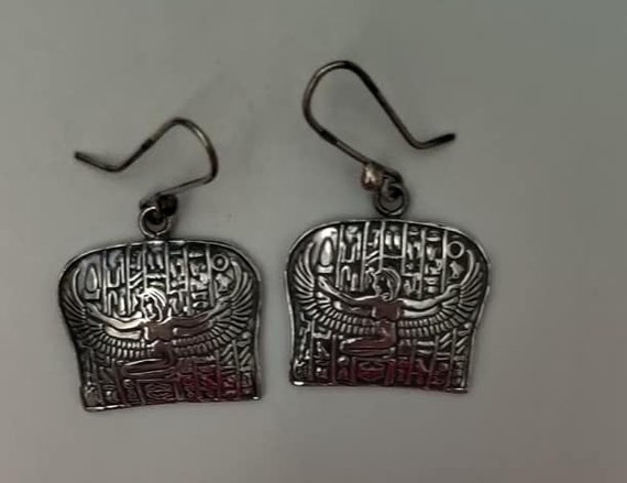 Unique Solid  Silver Egyptian Goddess Isis Earrin… - image 4