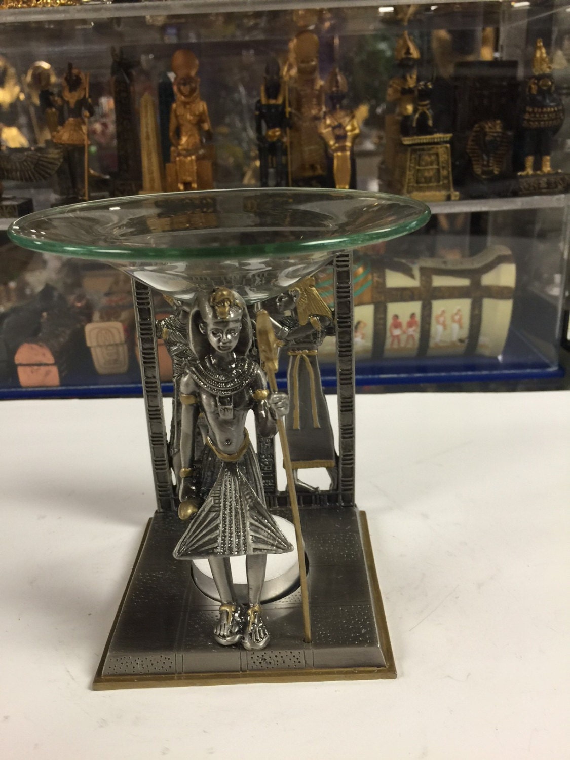 Pewter Egyptian King Tut Oil Burner tea Light Candle Holder Etsy