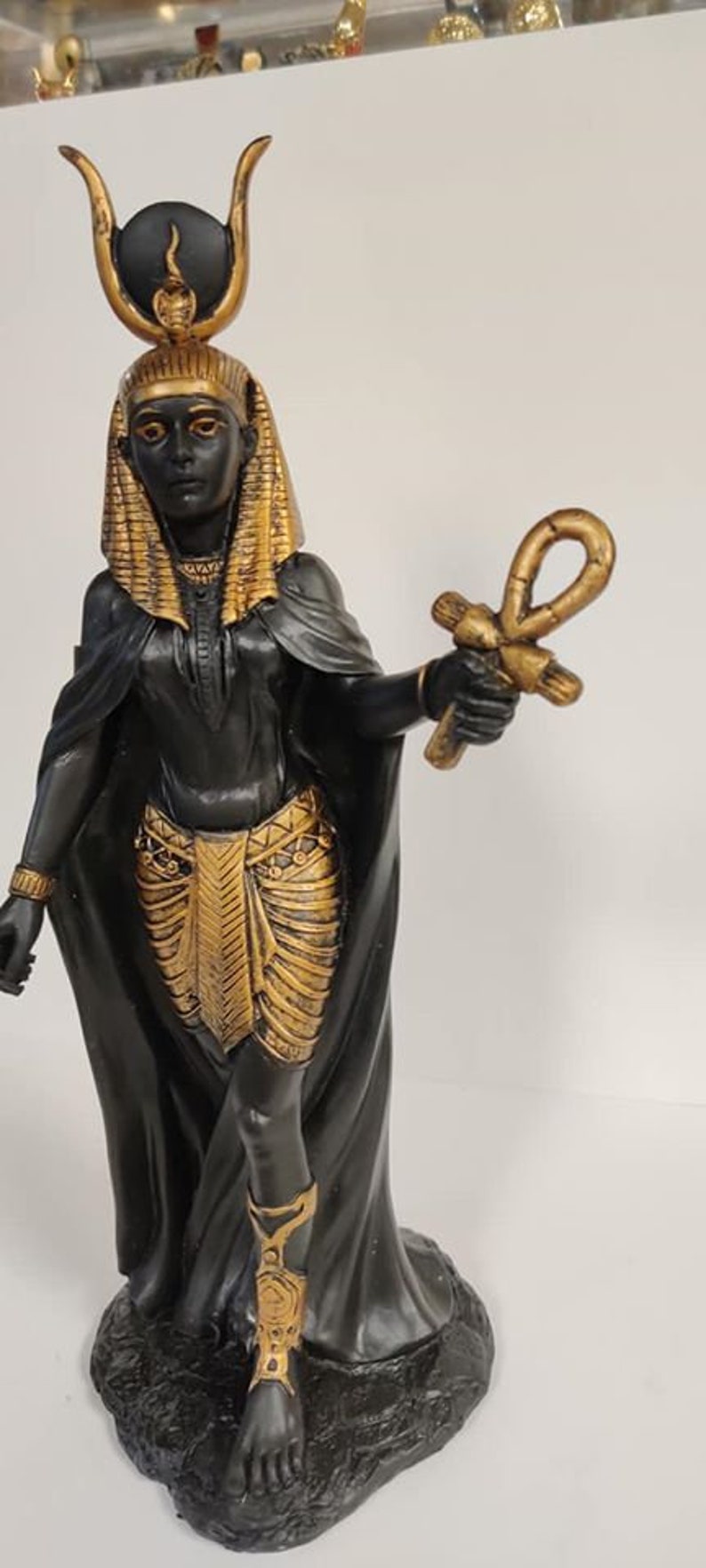 Increíble estatua egipcia única Diosa Hathor pintado a