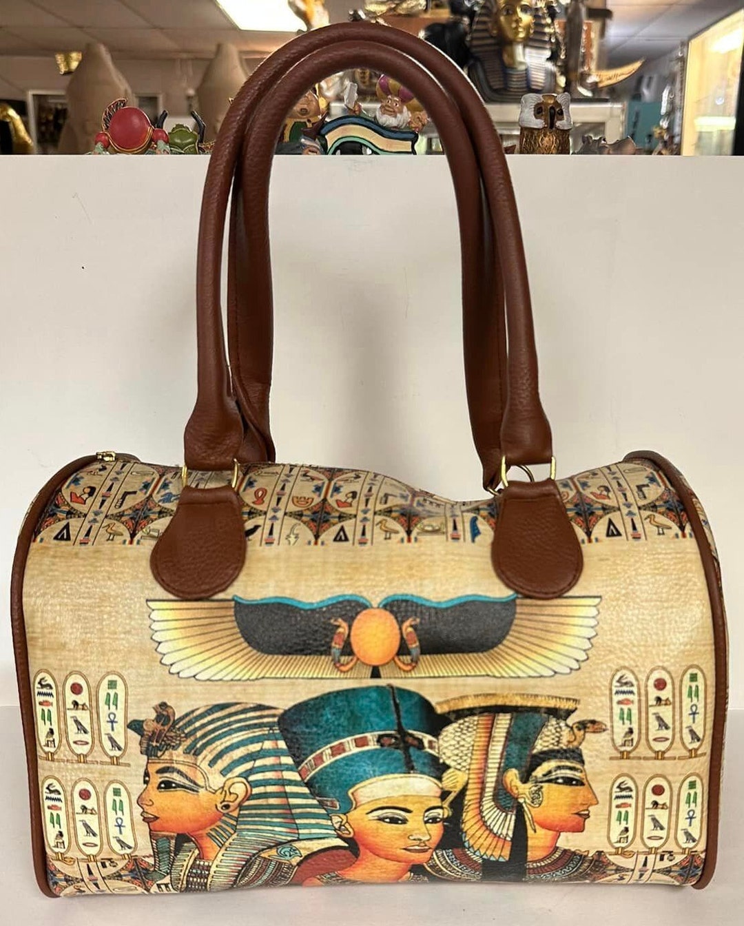 Unique Large Egyptian Double Strap Leather Hand Bag Handmade Etsy