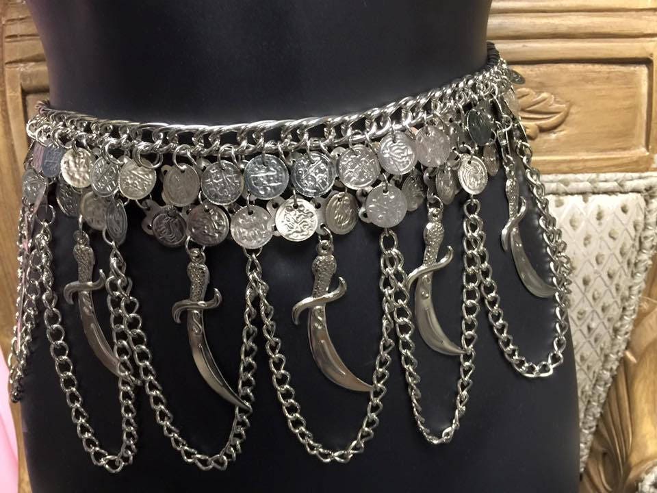Vintage Unique Brass Egyptian Silver Coins Belt Made in  display picture 3