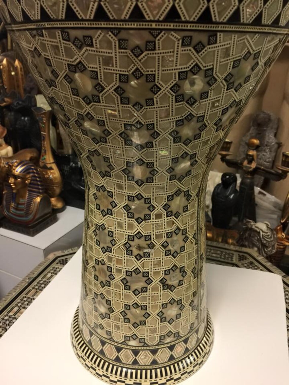 Large Egyptian Alexandria Tabla /drum Inlaid Mother of Pearl Etsy