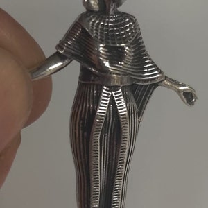 Unique Heavy Sterling Silver Egyptian Goddess Silket Pendant 3&#39;&#39; L  X 2&#39;&#39; W Stamped Made In Egypt