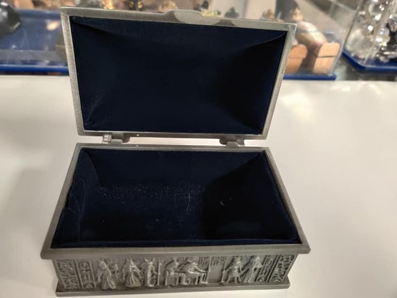 Unique  heavy  Egyptian  Pewter Jewelry Box   Mad… - image 8