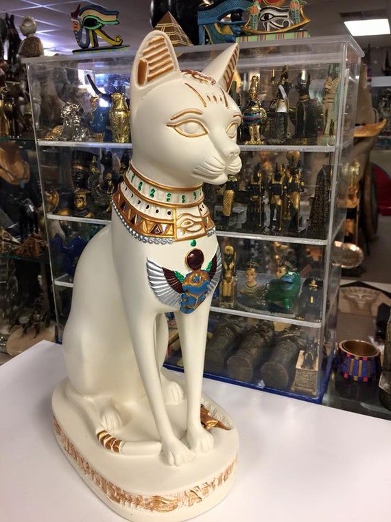 Unique Large Egyptian Cat Statue 15'' H Made in | Etsy