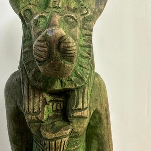 Vintage Unique  Egyptian Goddess  Sekhmet Natural Stone  8&#39;&#39; H Made in Egypt