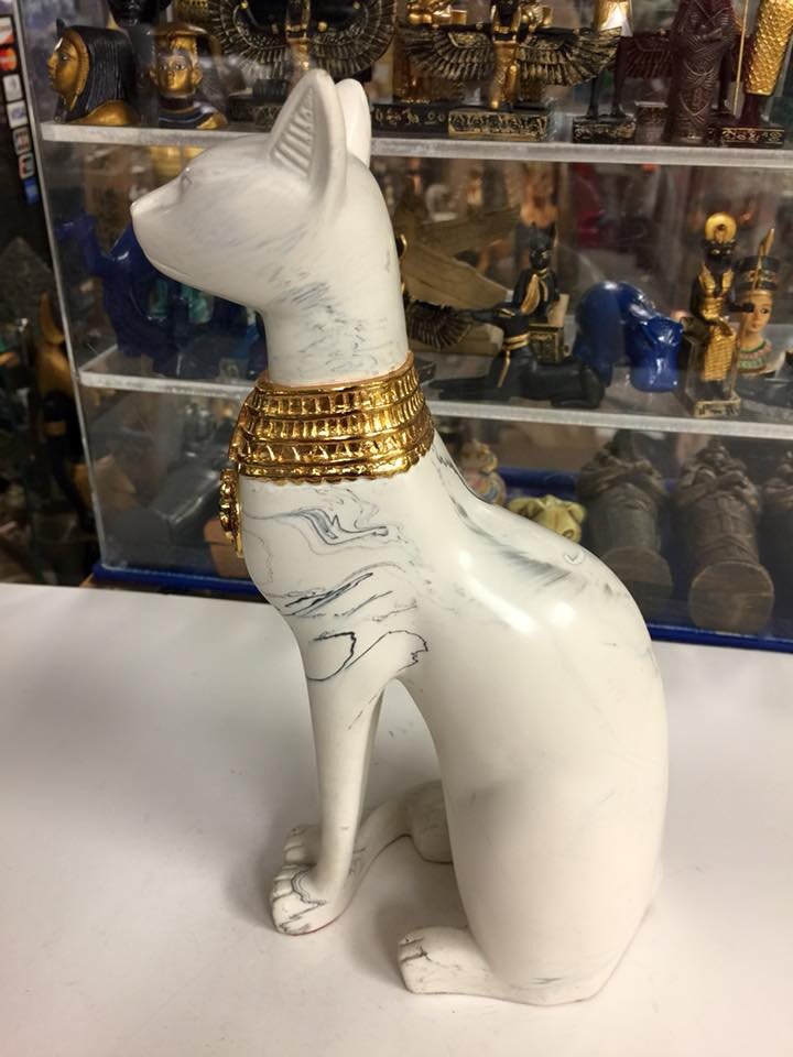 Unique Large Egyptian Cat Statue Hand Carved Natural Stone Etsy