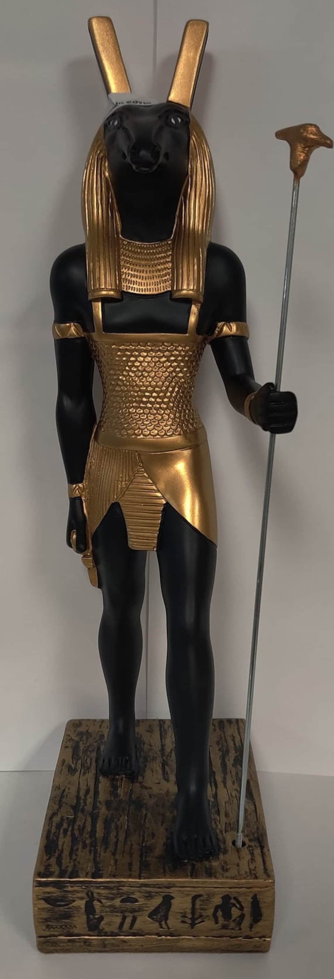 Unique Heavy Egyptian God Seth Statue Hand Gold Leafed and Detailed 12 ...
